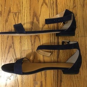 J Crew Hadley Suede Ankle Strap Sandal Navy 10